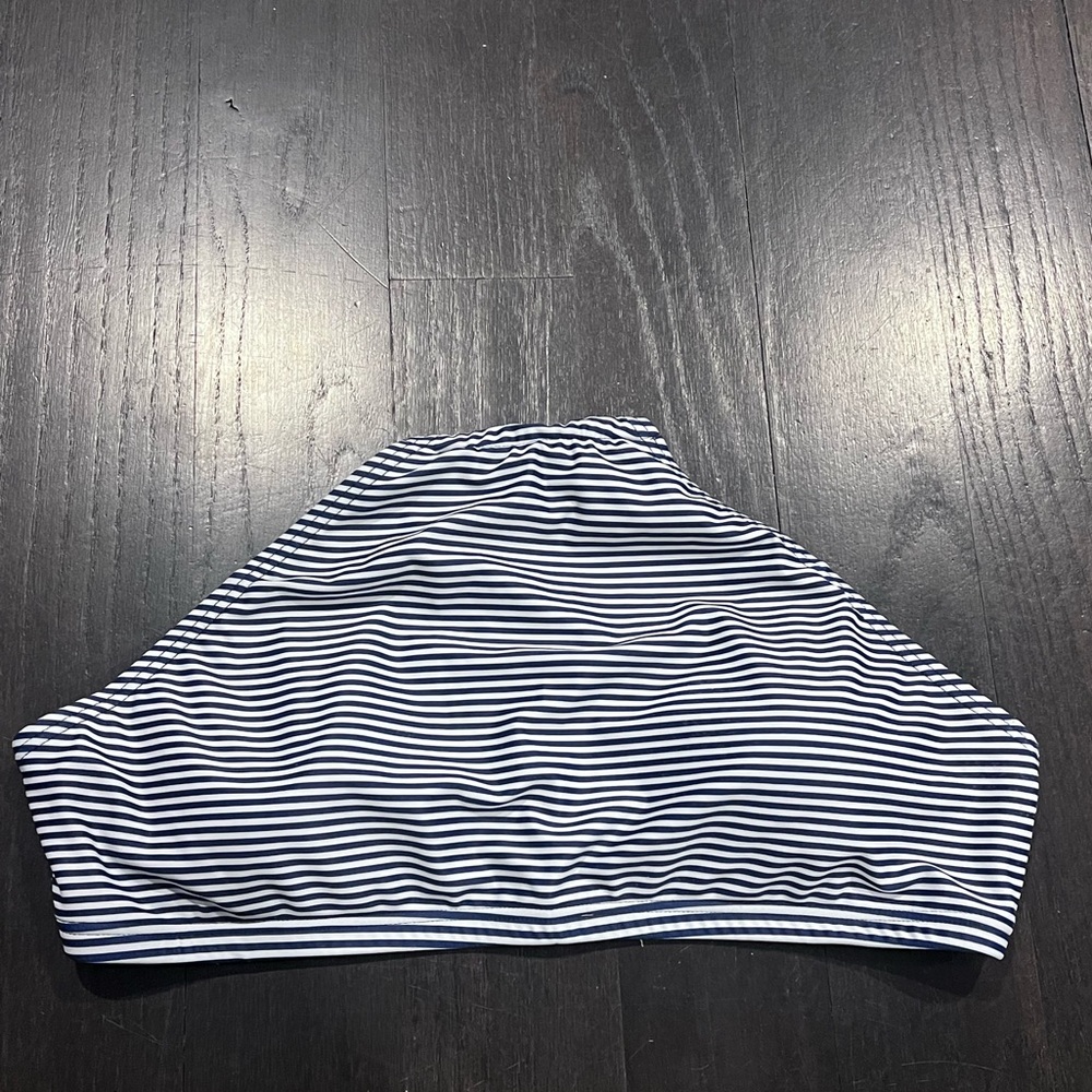White and Navy Bikini Top